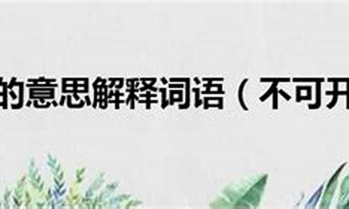 不可开交的意思解释-不可开交的意思